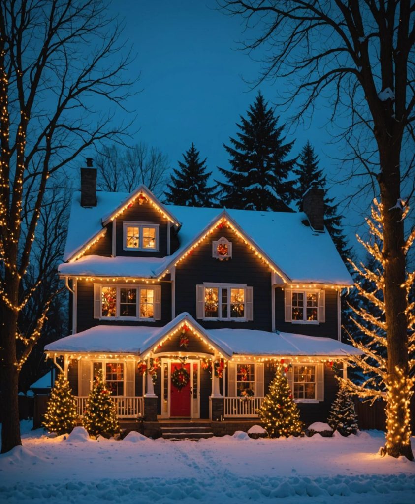 Professional christmas lights installation service in residential neighborhood watauga tx d642